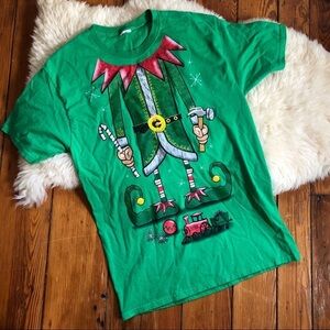 Mens Merry Christmas Holiday Elf T-Shirt L
